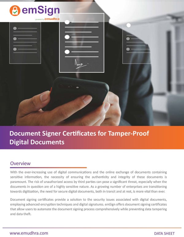 Document Signer Certificates for Tamper-Proof Digital Documents