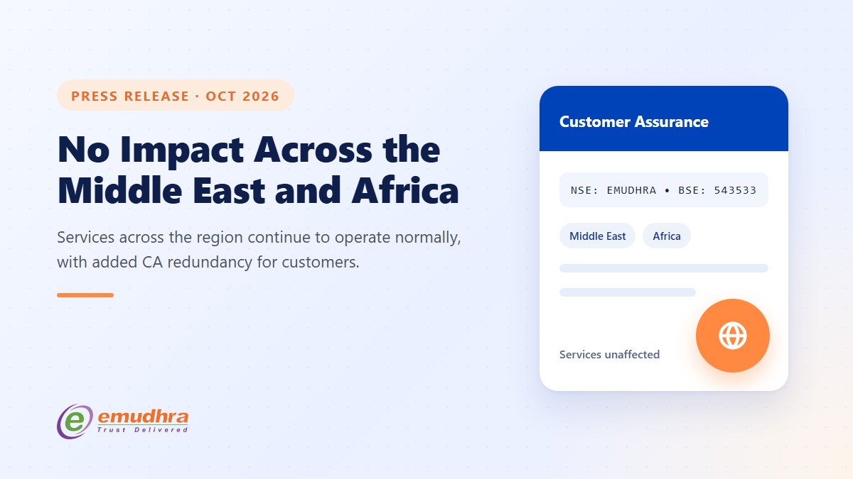 eMudhra confirms no impact to customers or services across the Middle East and Africa