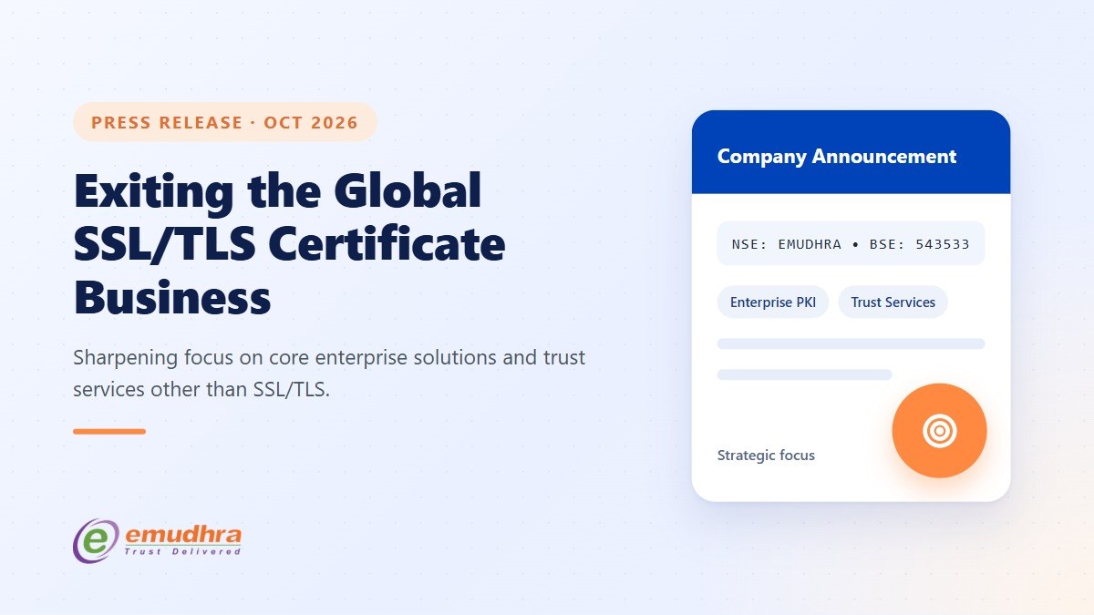 eMudhra to Exit Global SSL/TLS Certificate Business