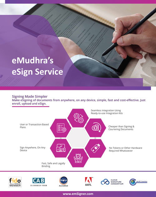 Make eSigning of documents from anywhere, on any device, simple, fast and cost-effective. Just enroll, upload and eSign.
